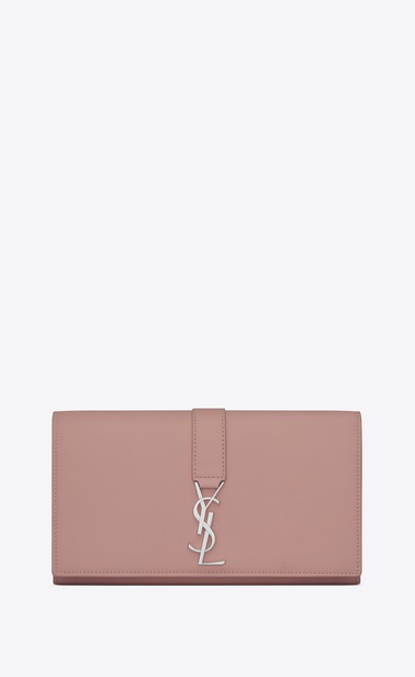 YSLフロントフラップウォレット(ラージ/テンダーピンク/レザー)